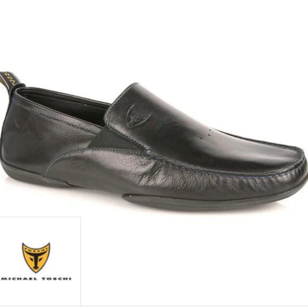 Michael Toschi Onda Classic Black Men's Calf Leather Driving‎ Loafers